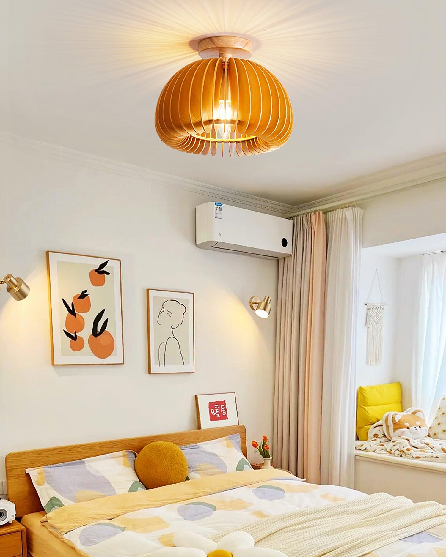 Ceiling Light Pumpkin with Basswood Canopy and Shade Natural - Neutralighting