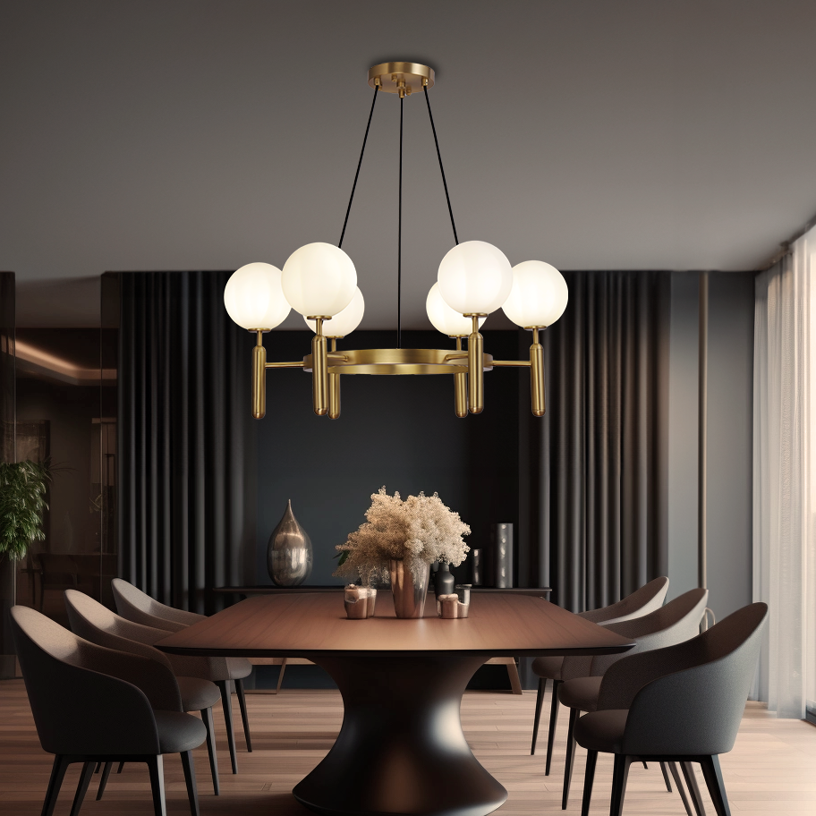Kristy Design Ball Glass/Metal Pendant Light Gold White - Neutralighting