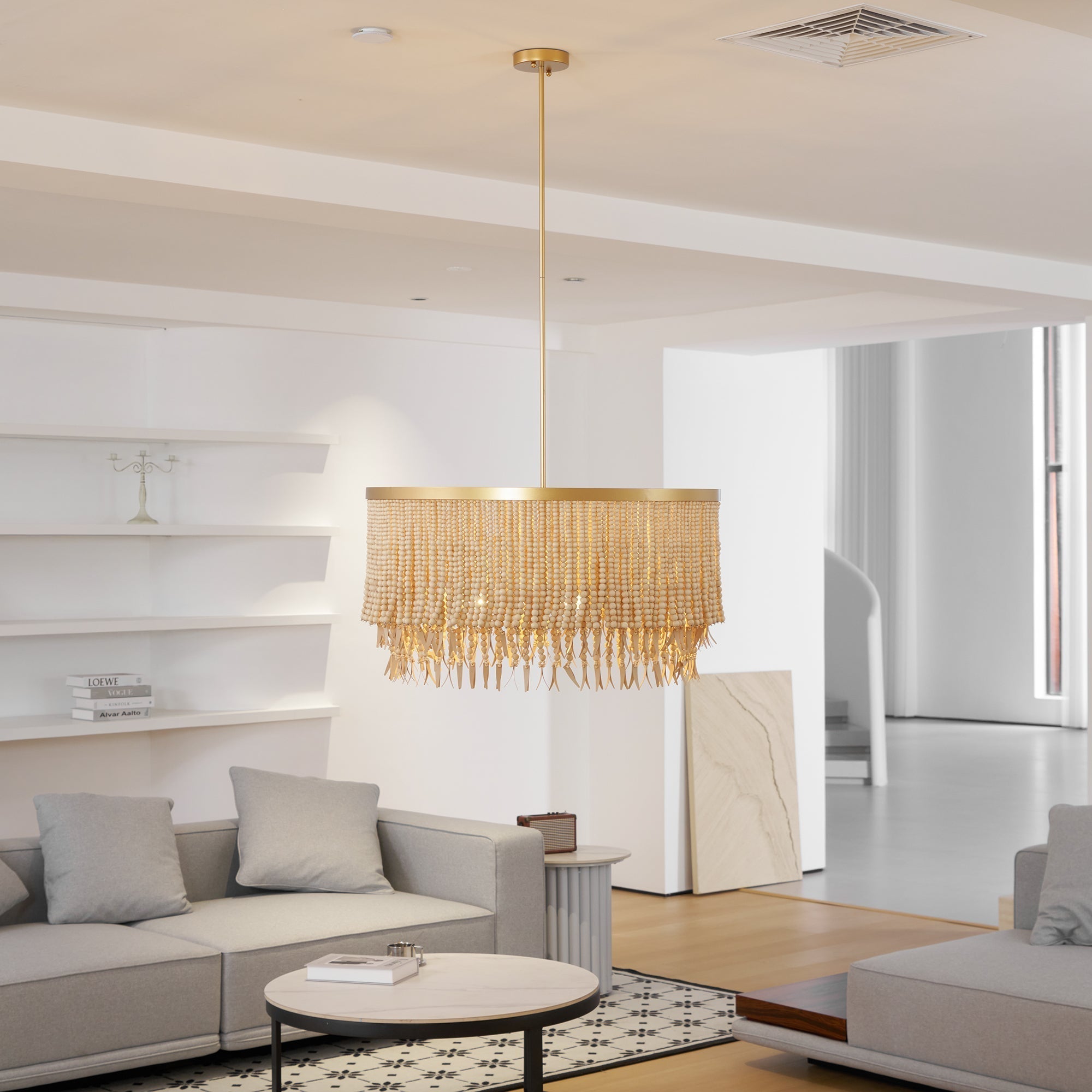 Odette Chandelier Wood and Coconut beads - Neutralighting