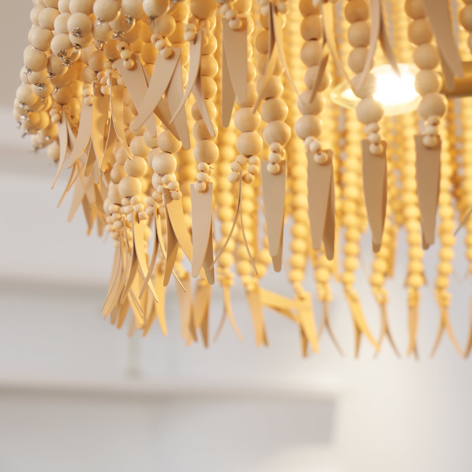 Odette Chandelier Wood and Coconut beads - Neutralighting