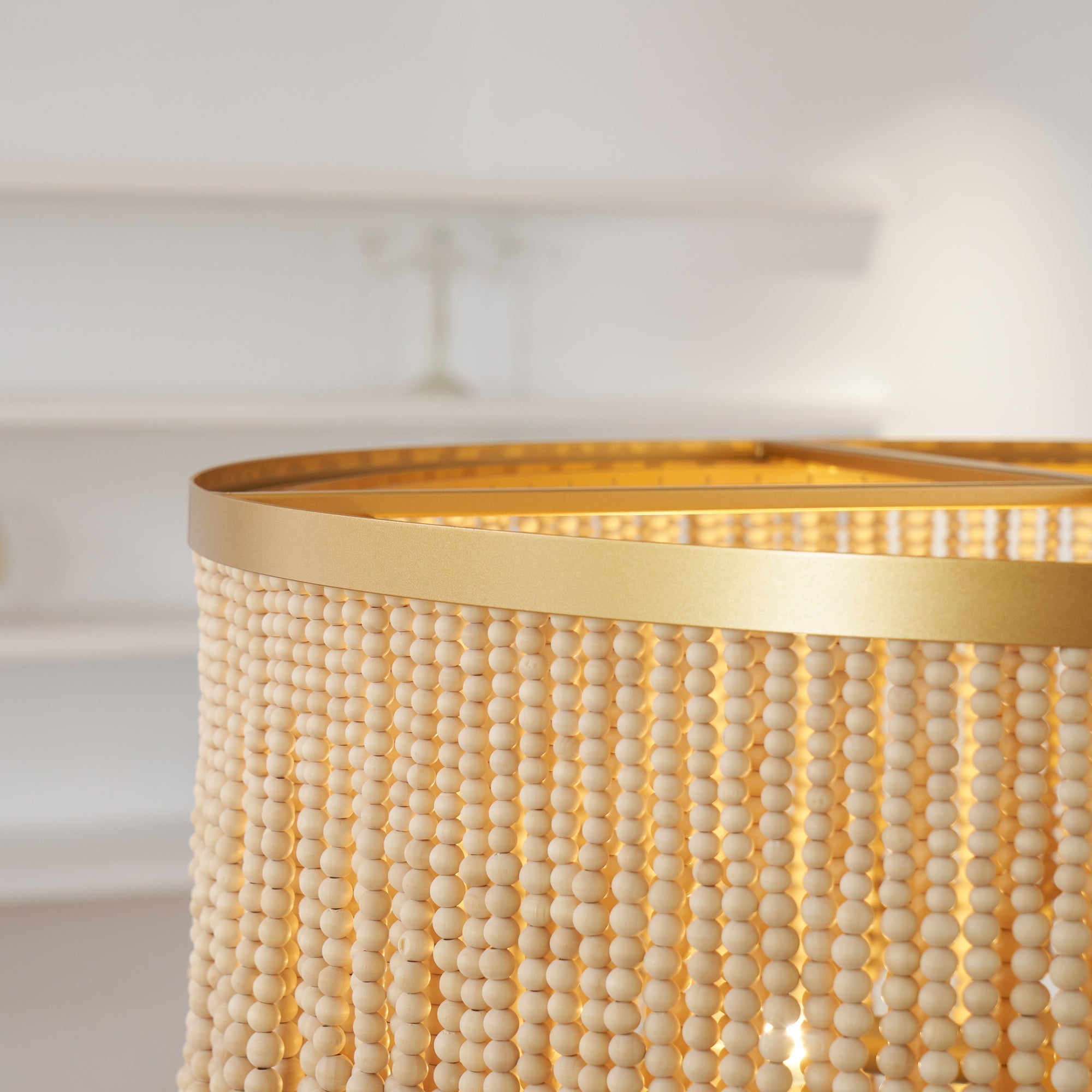 Odette Chandelier Wood and Coconut beads - Neutralighting