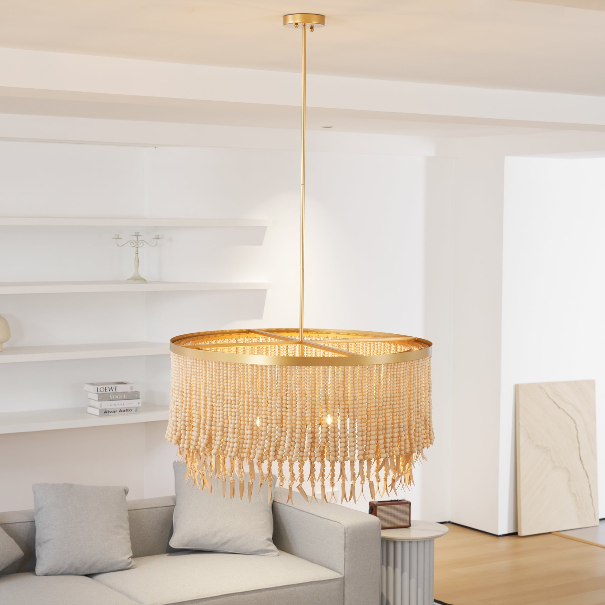 Odette Chandelier Wood and Coconut beads - Neutralighting