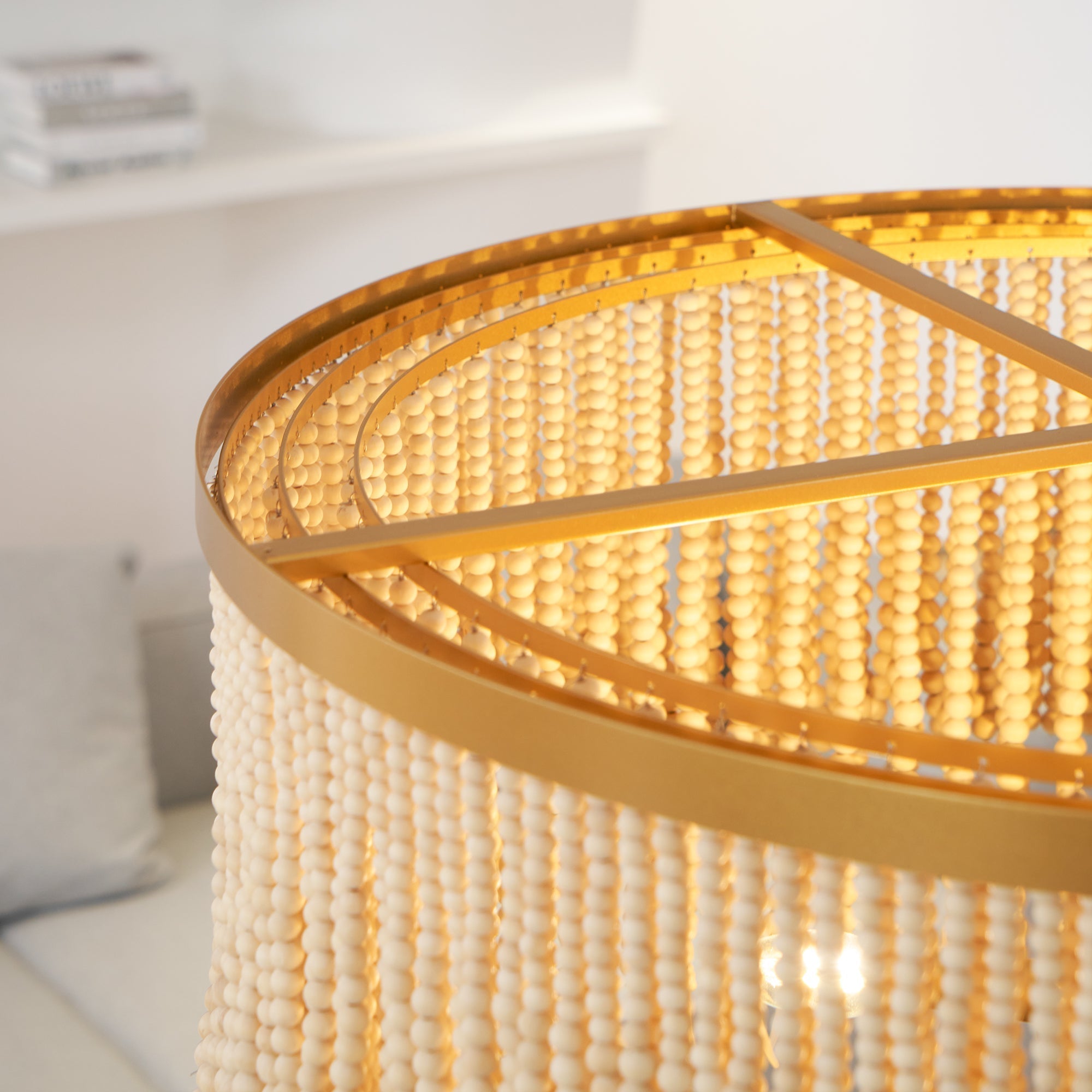 Odette Chandelier Wood and Coconut beads - Neutralighting