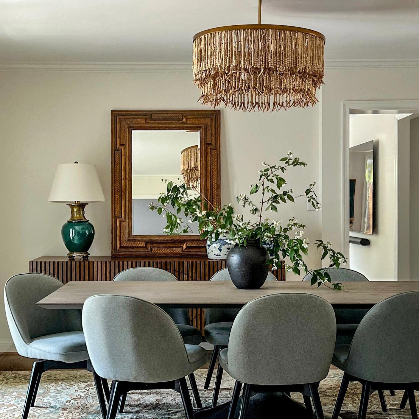 Odette Chandelier Wood and Coconut beads - Neutralighting