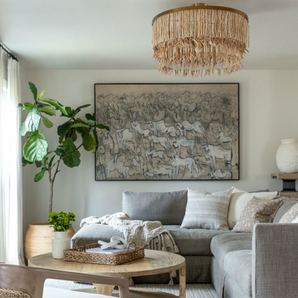 Odette Chandelier Wood and Coconut beads - Neutralighting