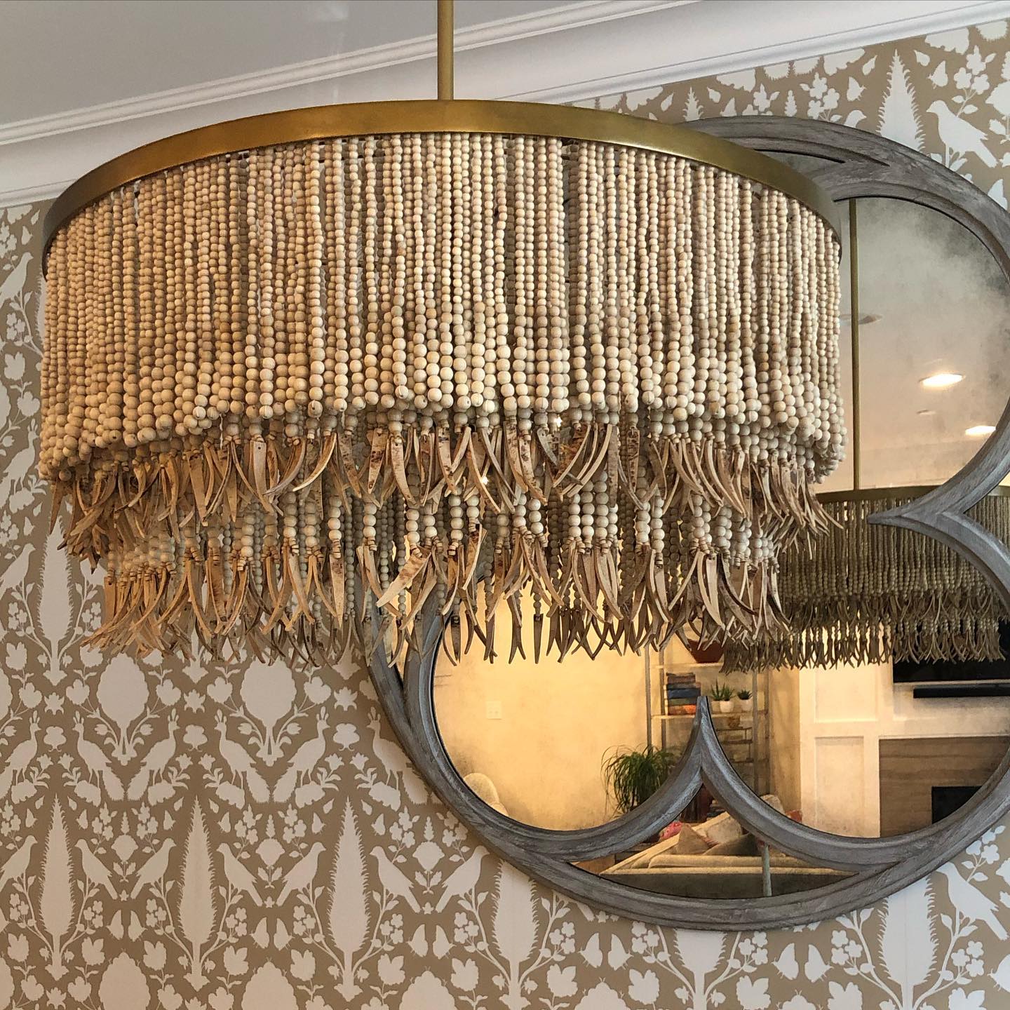 Odette Chandelier Wood and Coconut beads - Neutralighting