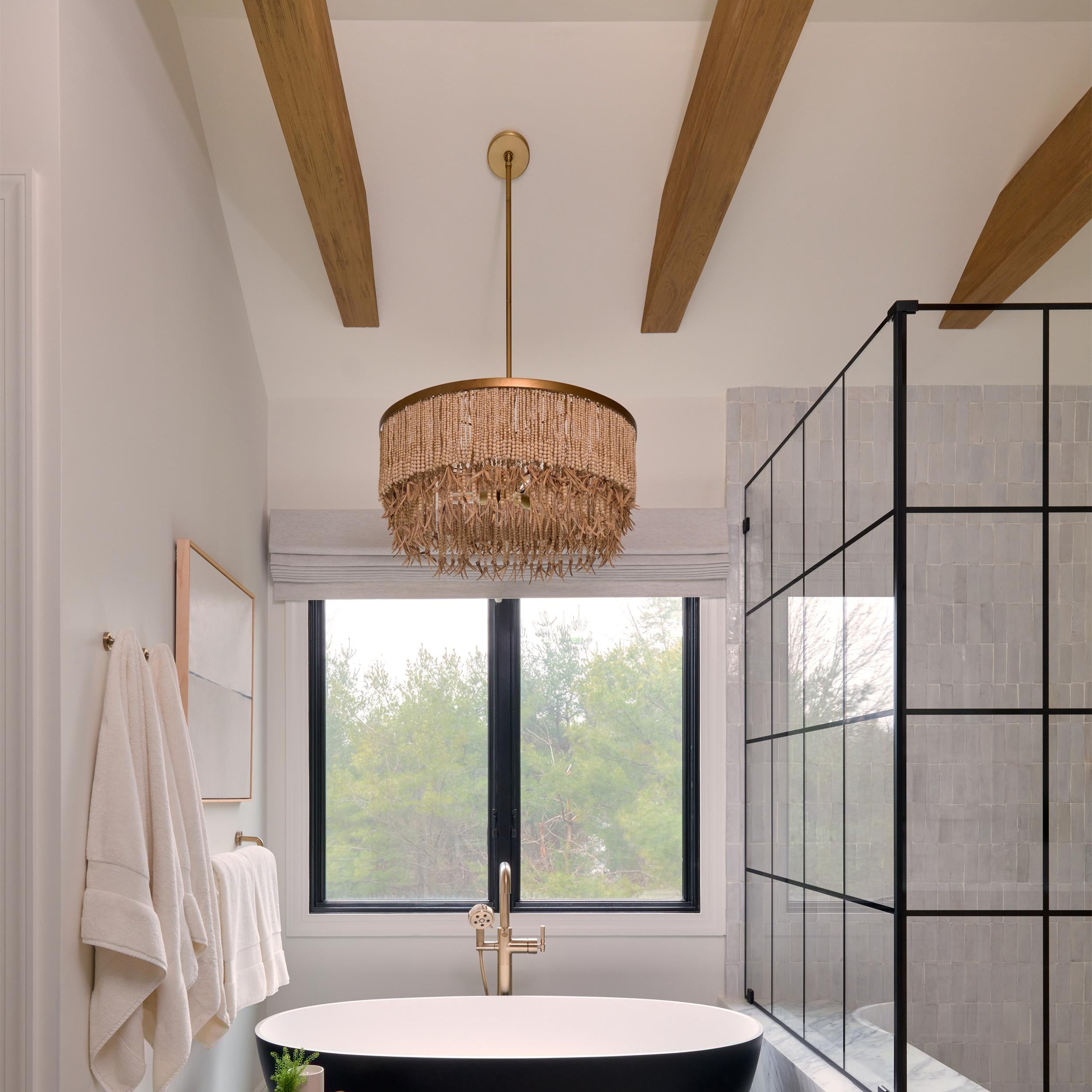 Odette Chandelier Wood and Coconut beads - Neutralighting