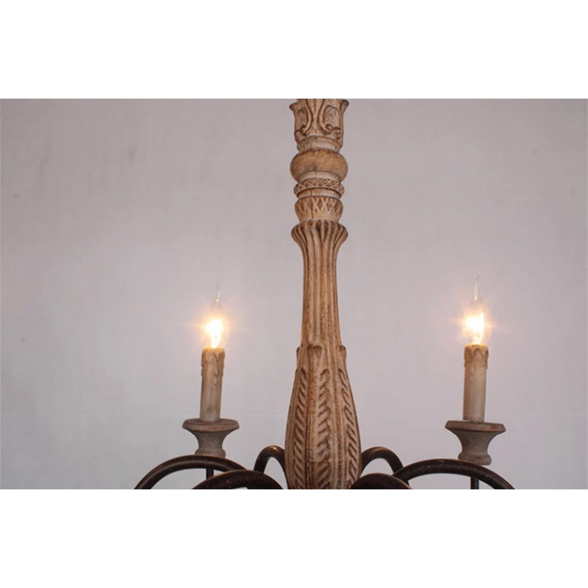Ljomuvyi Traditional Farmhouse Metal Wood Chandelier - Neutralighting