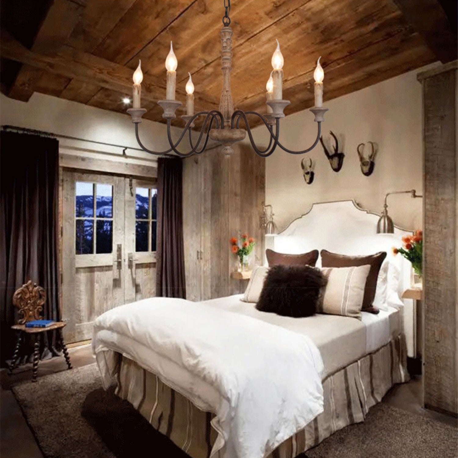 Ljomuvyi Traditional Farmhouse Metal Wood Chandelier - Neutralighting