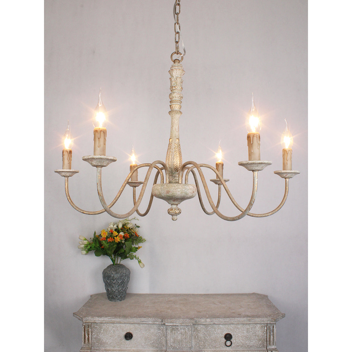 Ljomuvyi Traditional Farmhouse Metal Wood Chandelier - Neutralighting