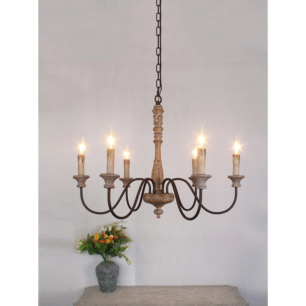 Ljomuvyi Traditional Farmhouse Metal Wood Chandelier - Neutralighting