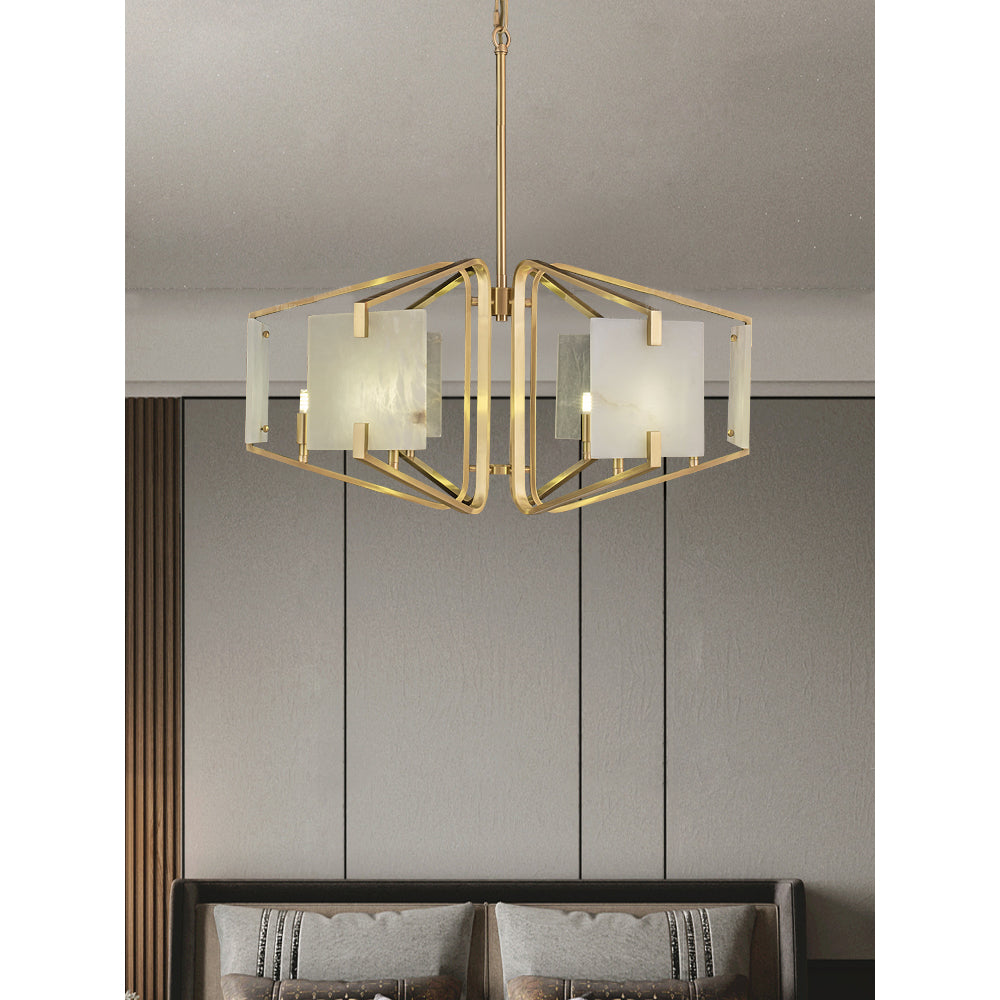 Plotuvys Postmodern Luxury Brass Alabaster Chandelier - Neutralighting