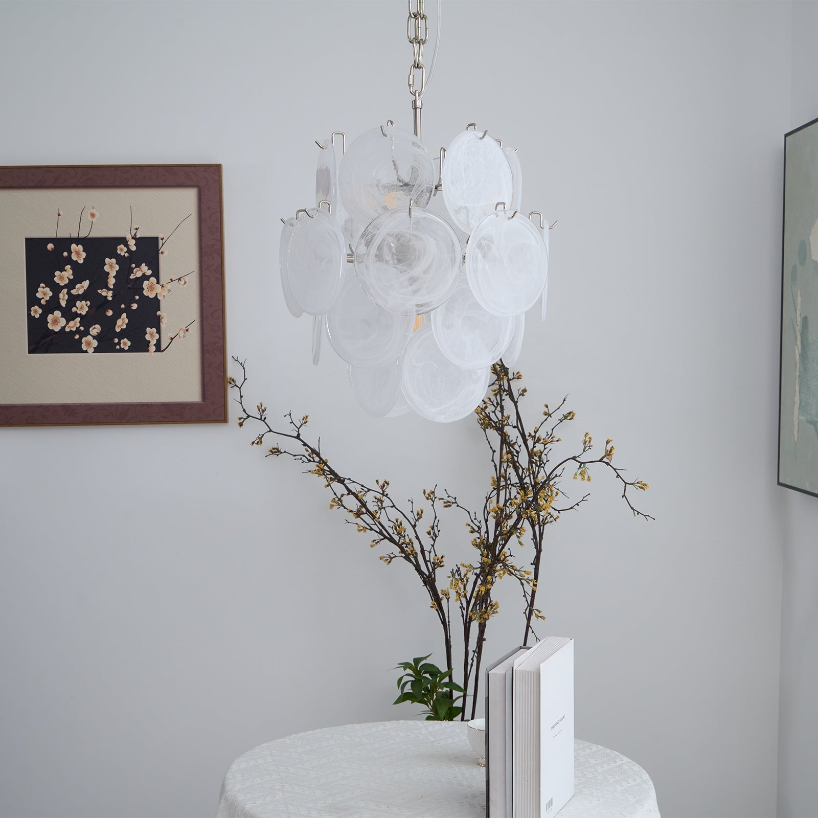 Aurora Chandelier Apricot Murano Glass Disc Layered Artistic