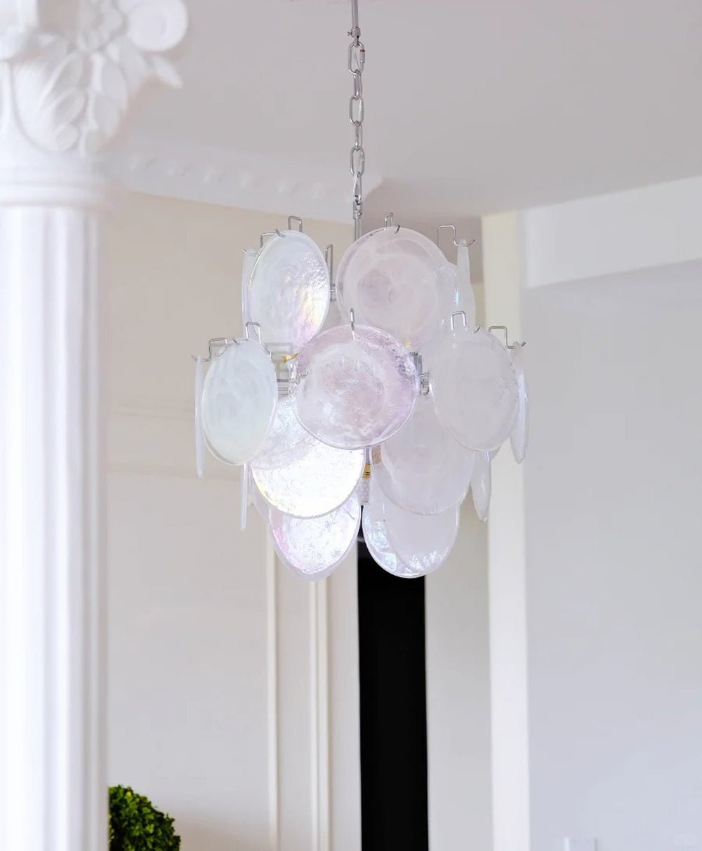 Aurora Chandelier Apricot Murano Glass Disc Layered Artistic