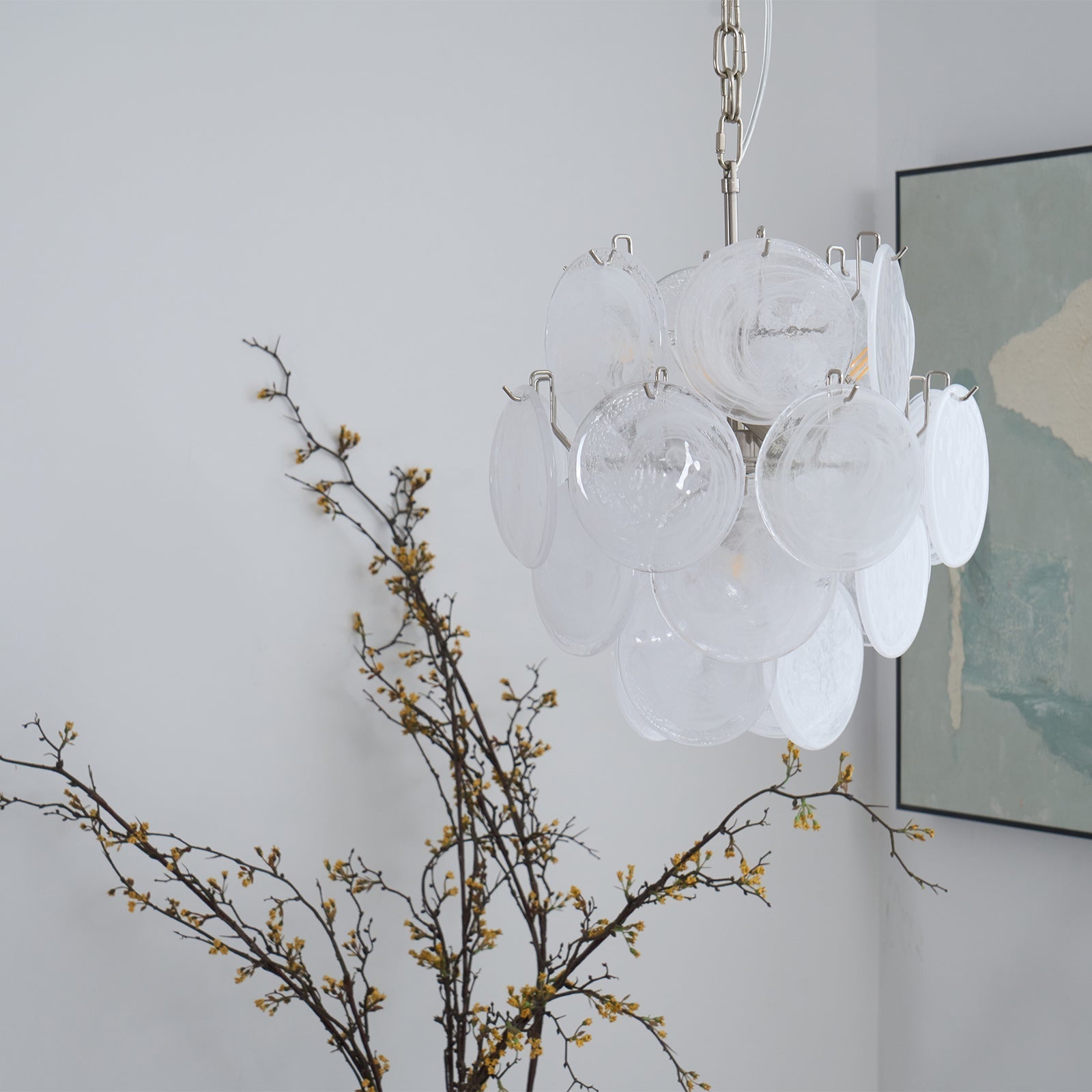 Aurora Chandelier Apricot Murano Glass Disc Layered Artistic