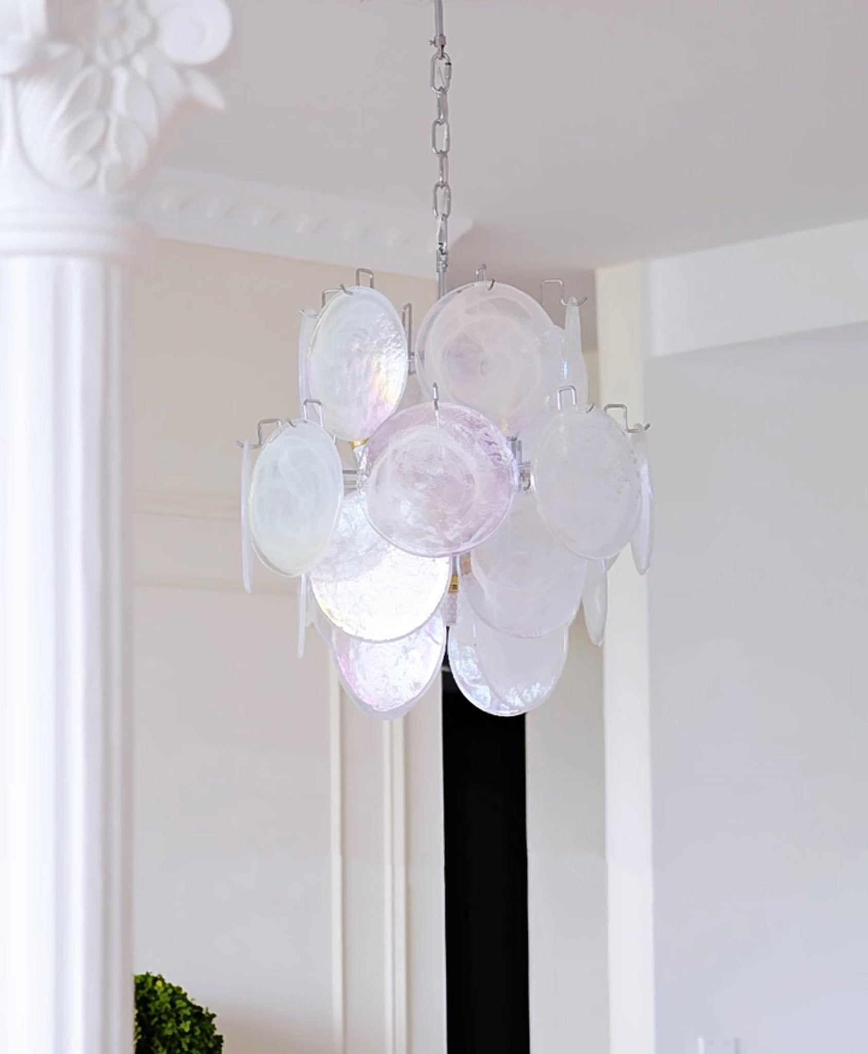 Aurora Chandelier Apricot Murano Glass Disc Layered Artistic
