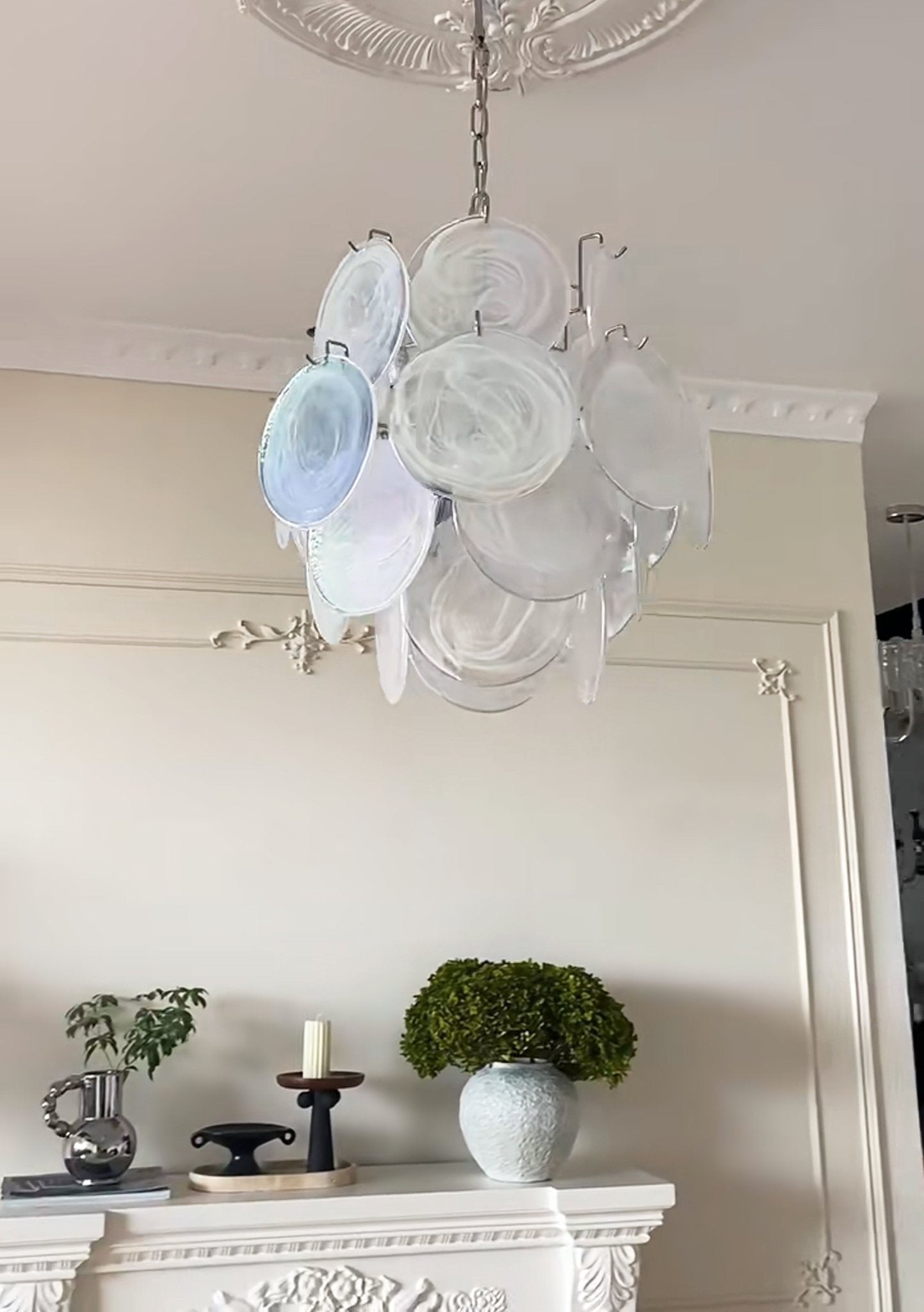 Aurora Chandelier Apricot Murano Glass Disc Layered Artistic