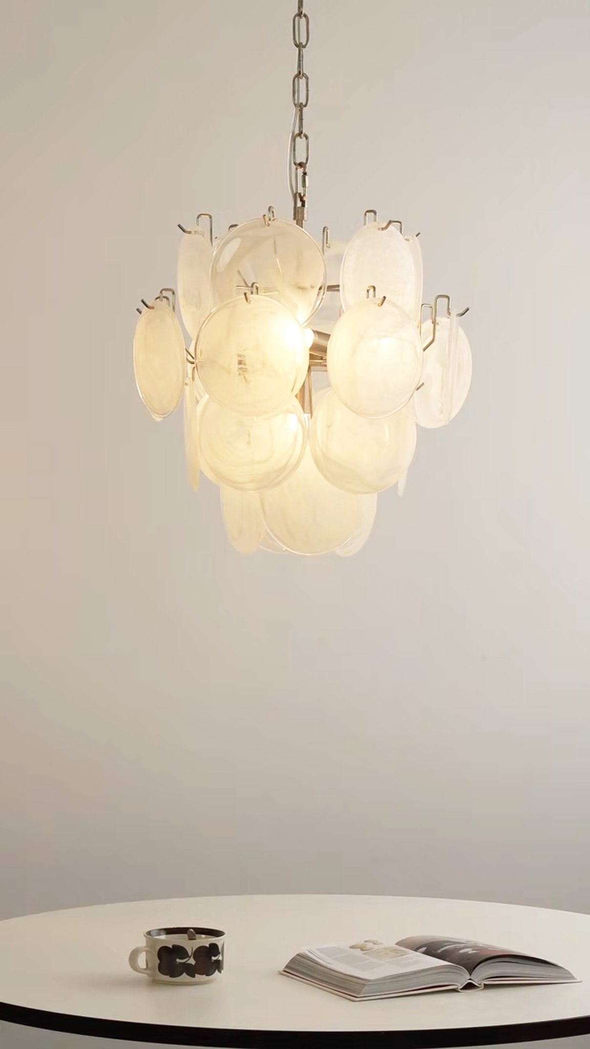 Aurora Chandelier Apricot Murano Glass Disc Layered Artistic