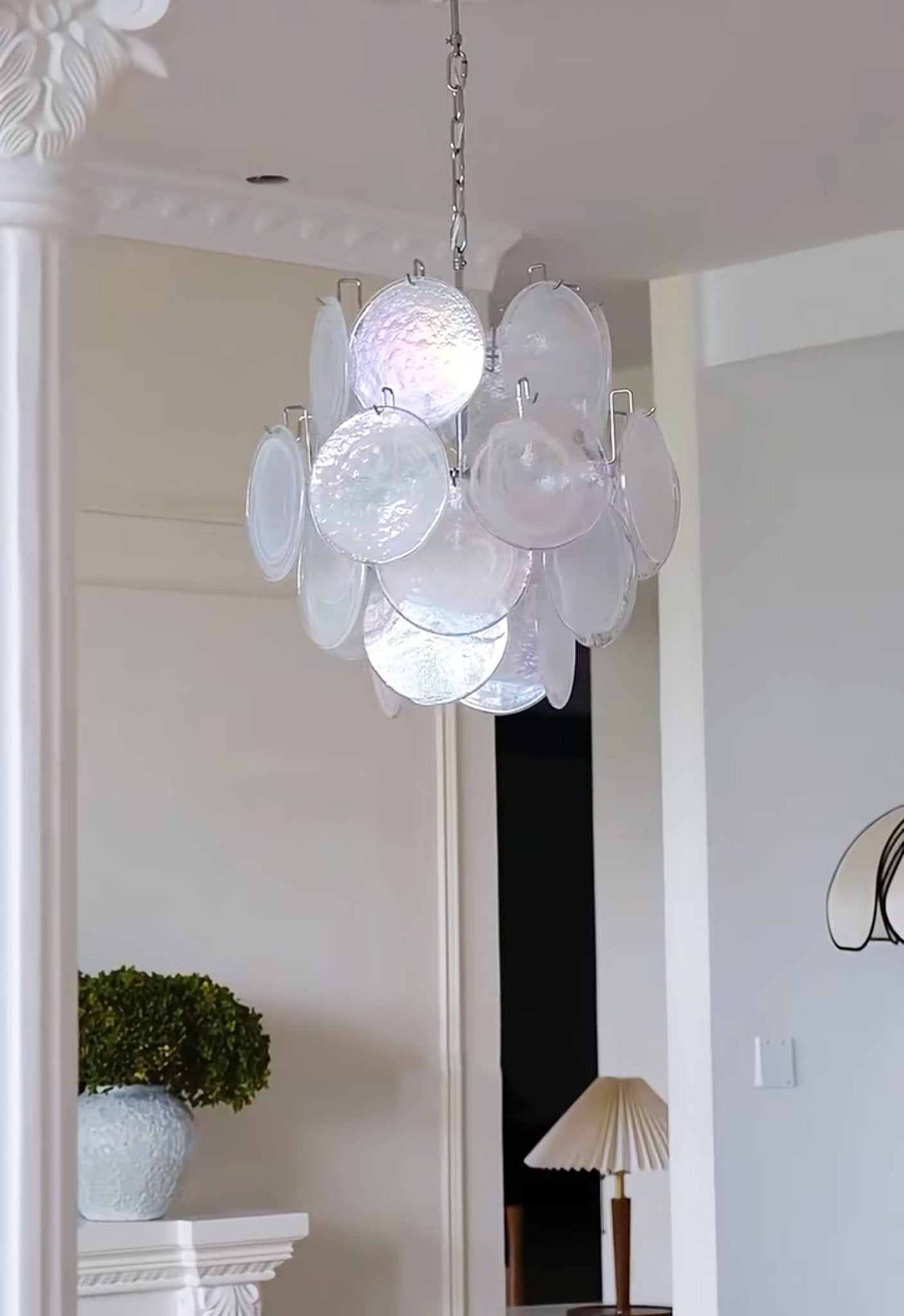 Aurora Chandelier Apricot Murano Glass Disc Layered Artistic