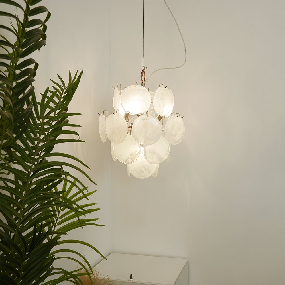 Aurora Chandelier Apricot Murano Glass Disc Layered Artistic