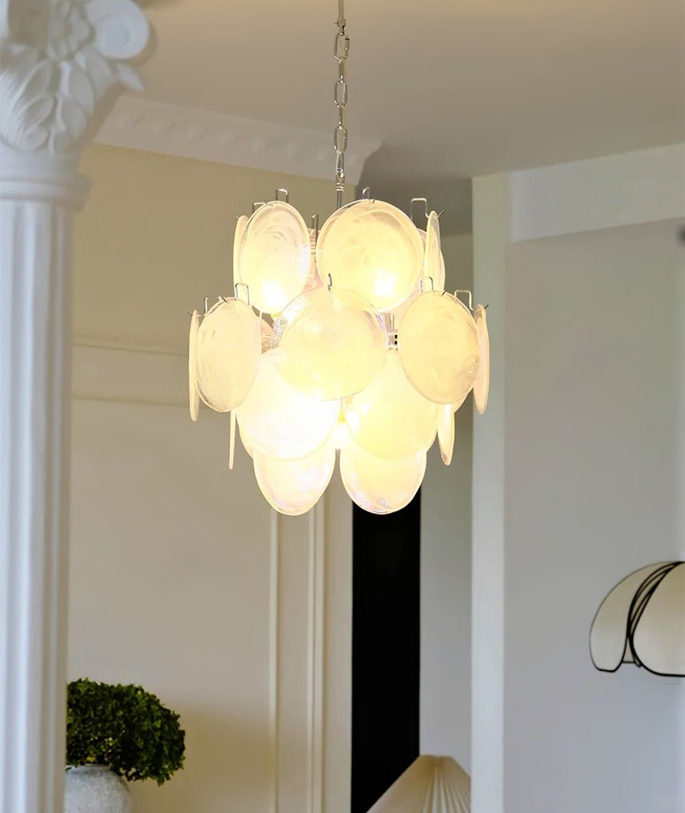 Aurora Chandelier Apricot Murano Glass Disc Layered Artistic