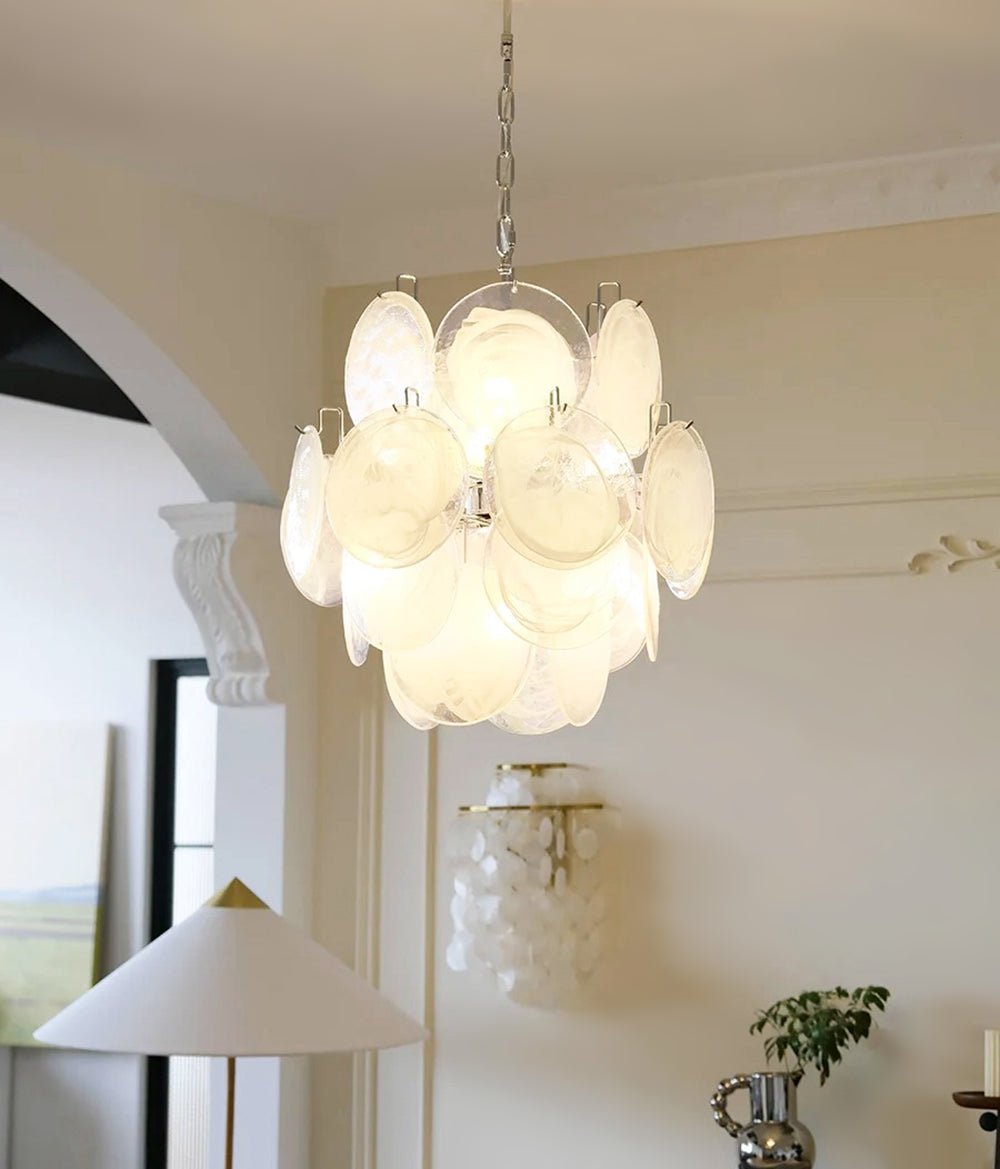 Aurora Chandelier Apricot Murano Glass Disc Layered Artistic