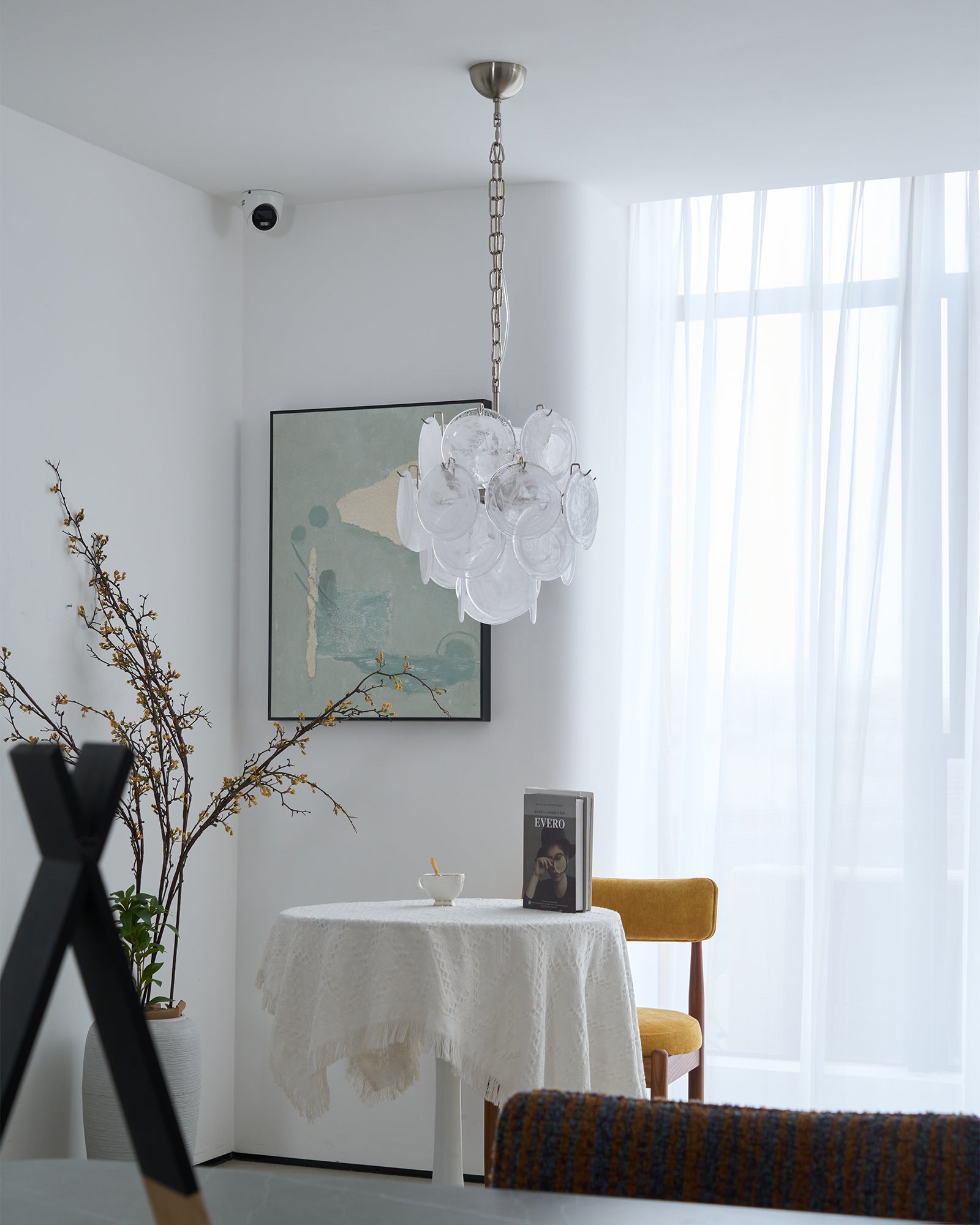 Aurora Chandelier Apricot Murano Glass Disc Layered Artistic