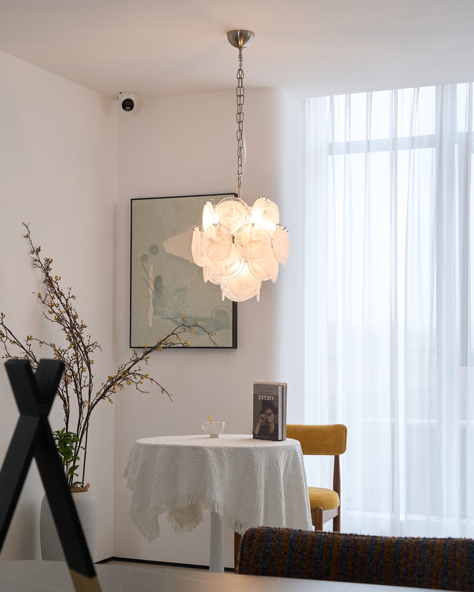 Aurora Chandelier Apricot Murano Glass Disc Layered Artistic