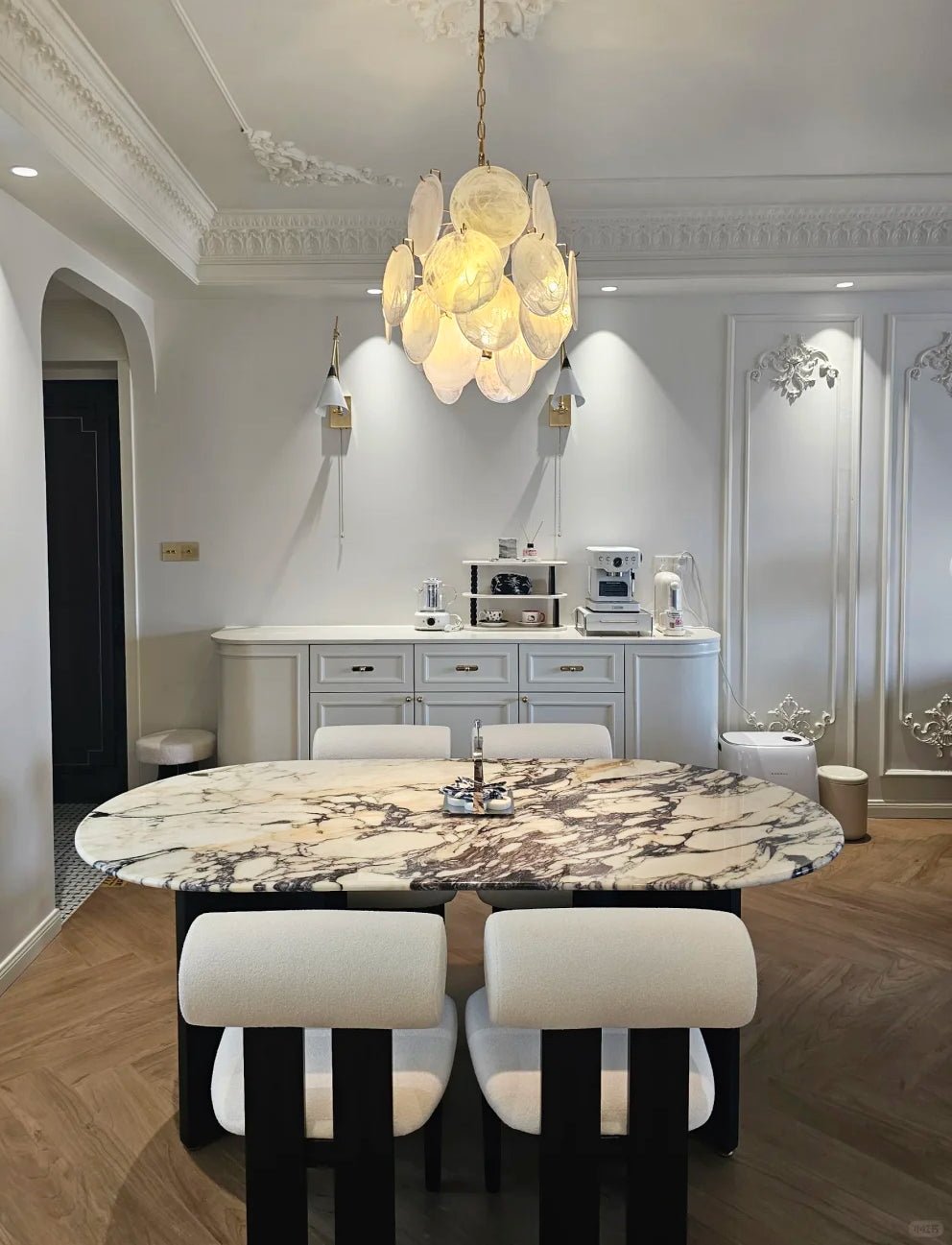 Aurora Chandelier Apricot Murano Glass Disc Layered Artistic