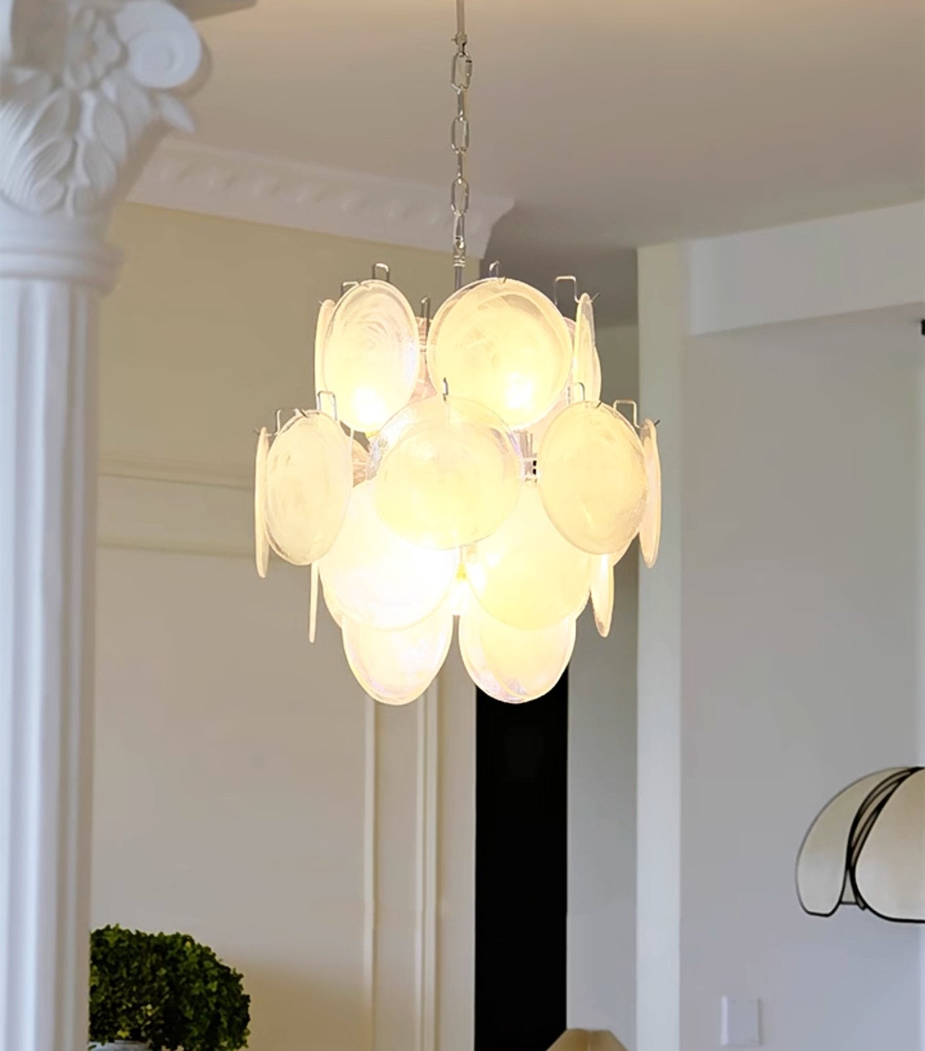 Aurora Chandelier Apricot Murano Glass Disc Layered Artistic