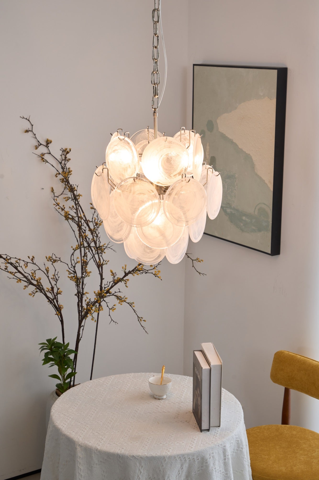 Aurora Chandelier Apricot Murano Glass Disc Layered Artistic