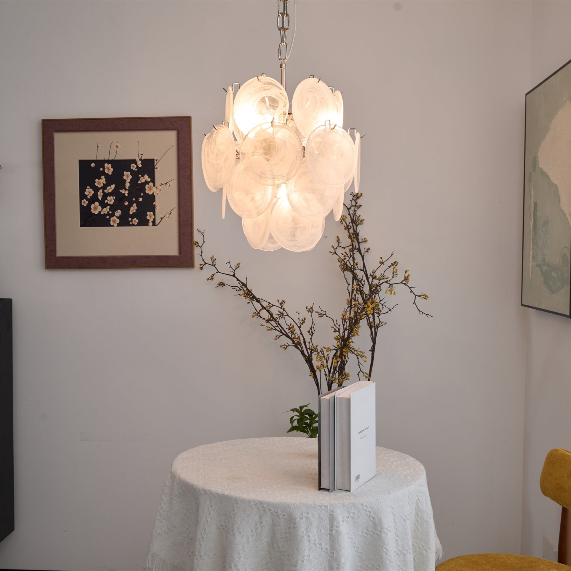 Aurora Chandelier Apricot Murano Glass Disc Layered Artistic