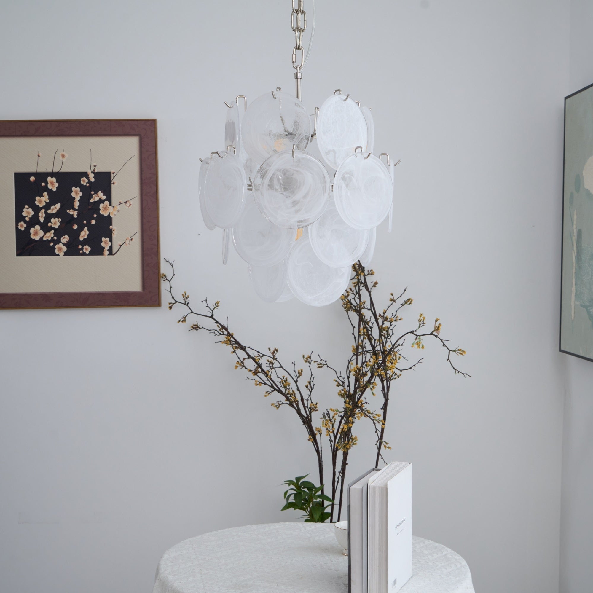 Aurora Chandelier Apricot Murano Glass Disc Layered Artistic
