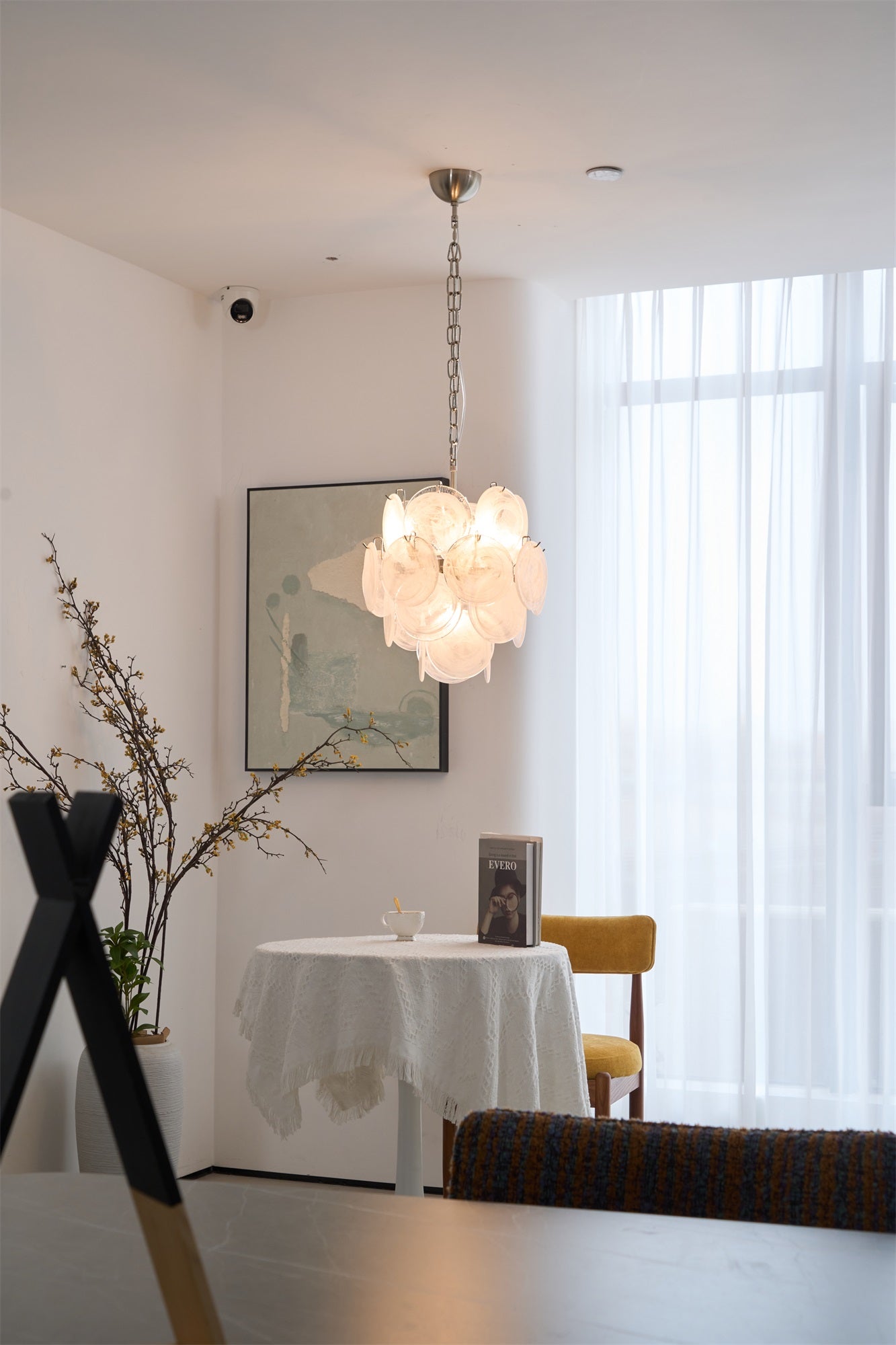 Aurora Chandelier Apricot Murano Glass Disc Layered Artistic