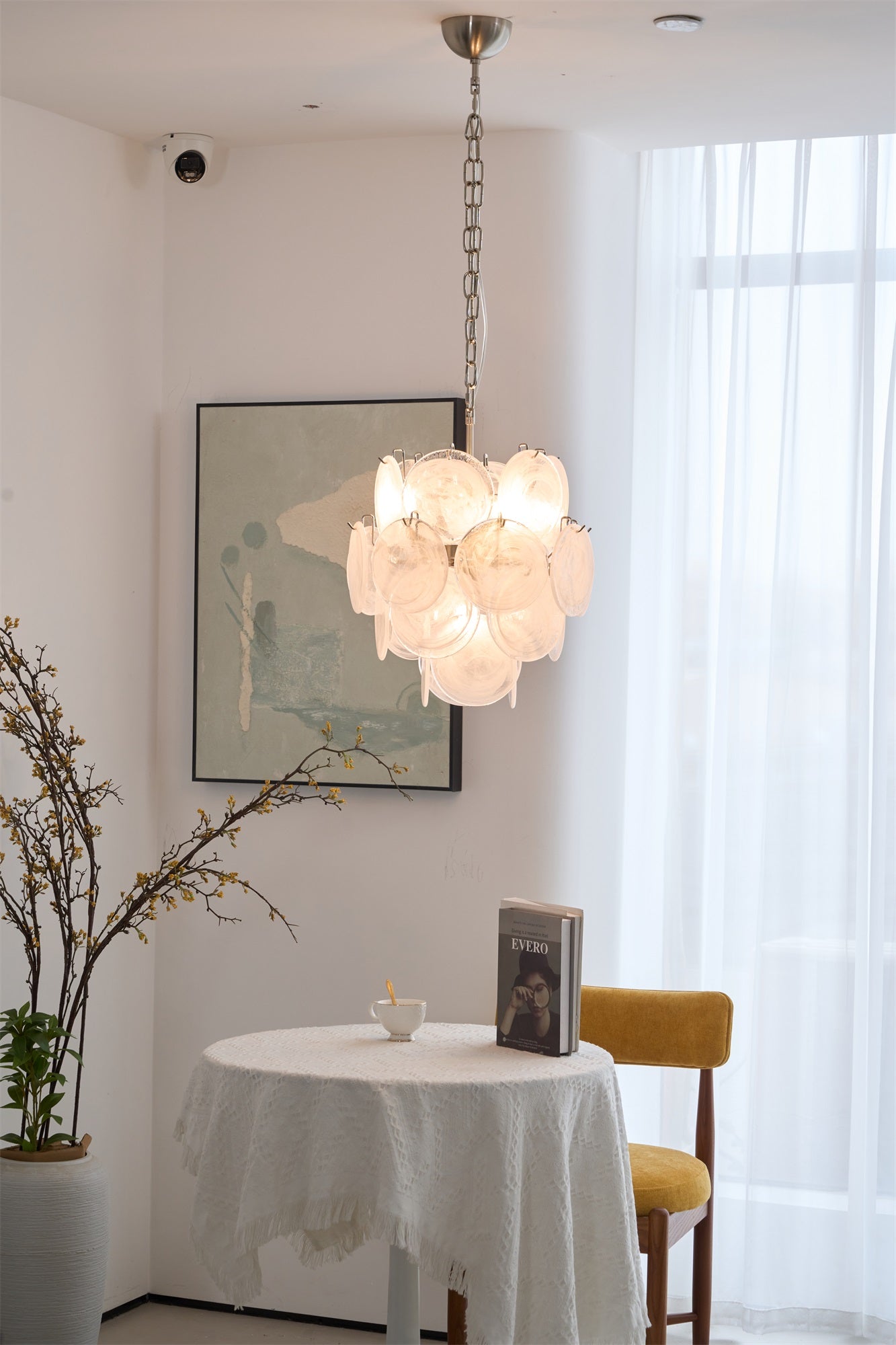 Aurora Chandelier Apricot Murano Glass Disc Layered Artistic
