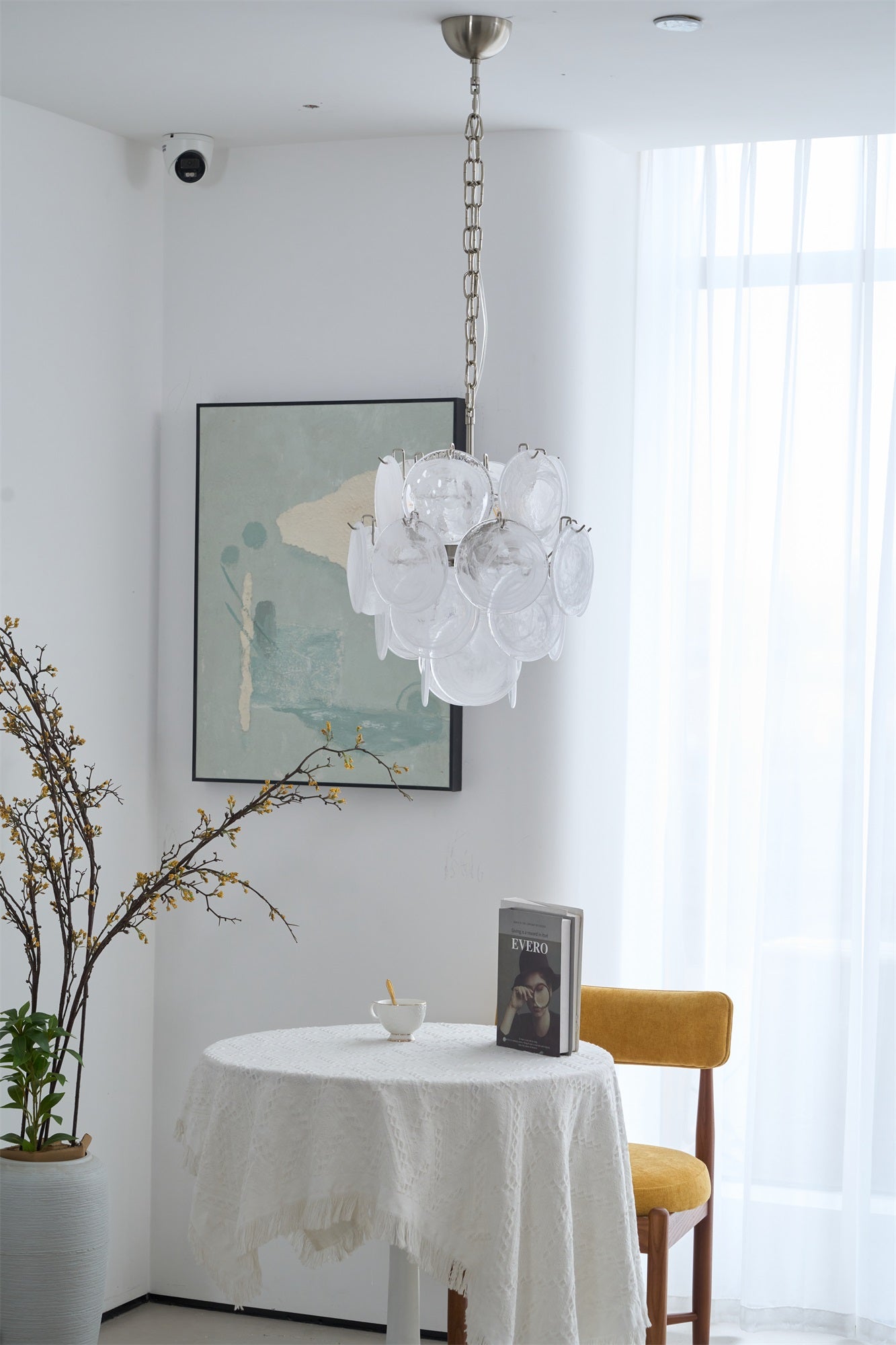 Aurora Chandelier Apricot Murano Glass Disc Layered Artistic