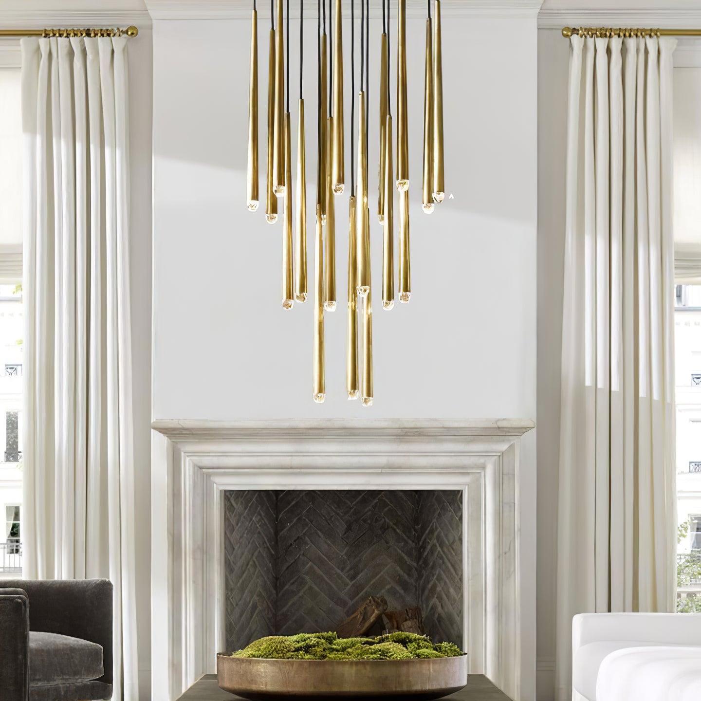 Chandelier Crystal Shade Brass Blackened Silver Luxe Staircase - Neutralighting