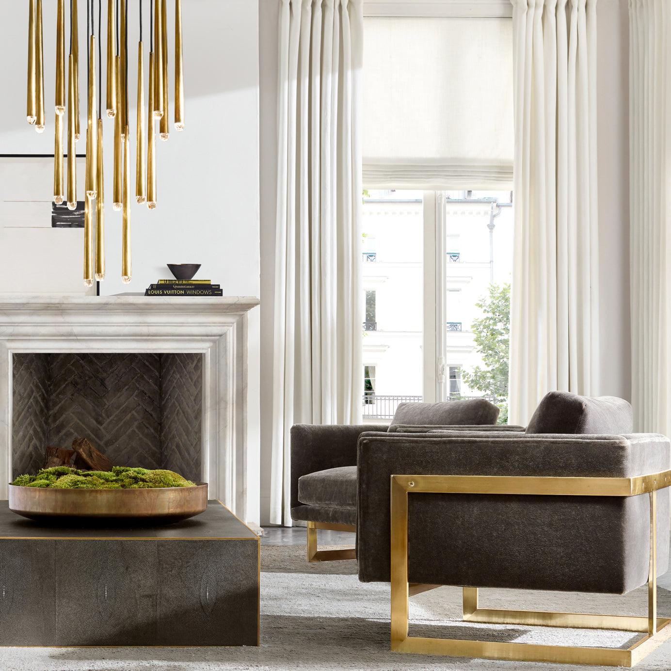 Chandelier Crystal Shade Brass Blackened Silver Luxe Staircase - Neutralighting