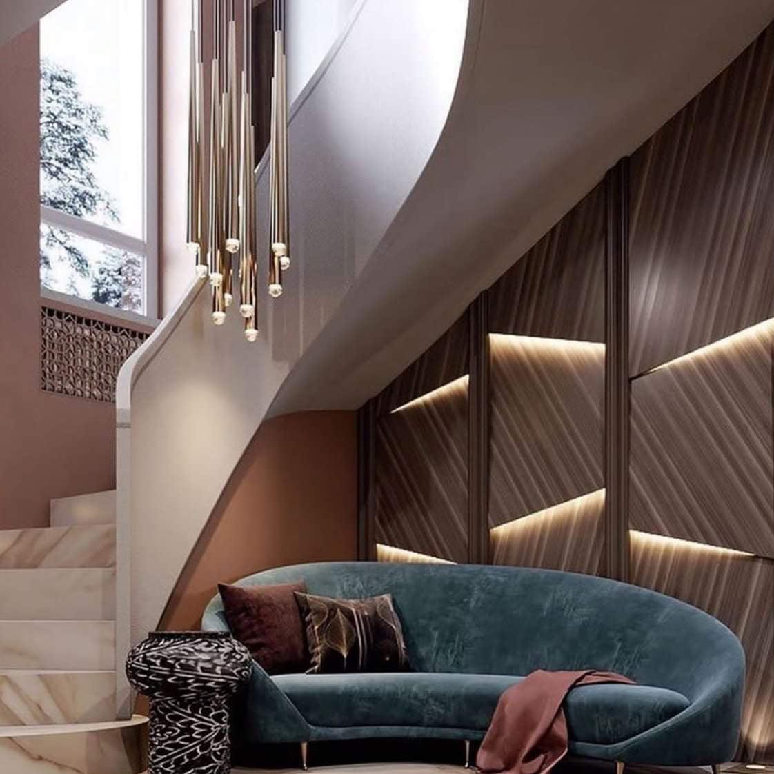Chandelier Crystal Shade Brass Blackened Silver Luxe Staircase - Neutralighting