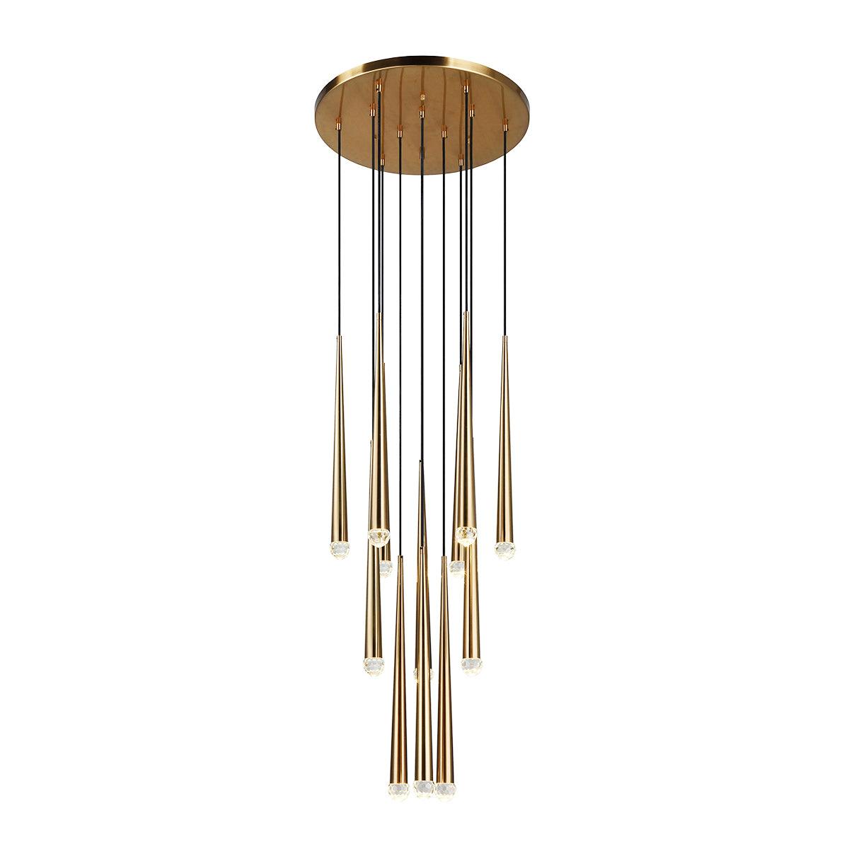 Chandelier Crystal Shade Brass Blackened Silver Luxe Staircase - Neutralighting