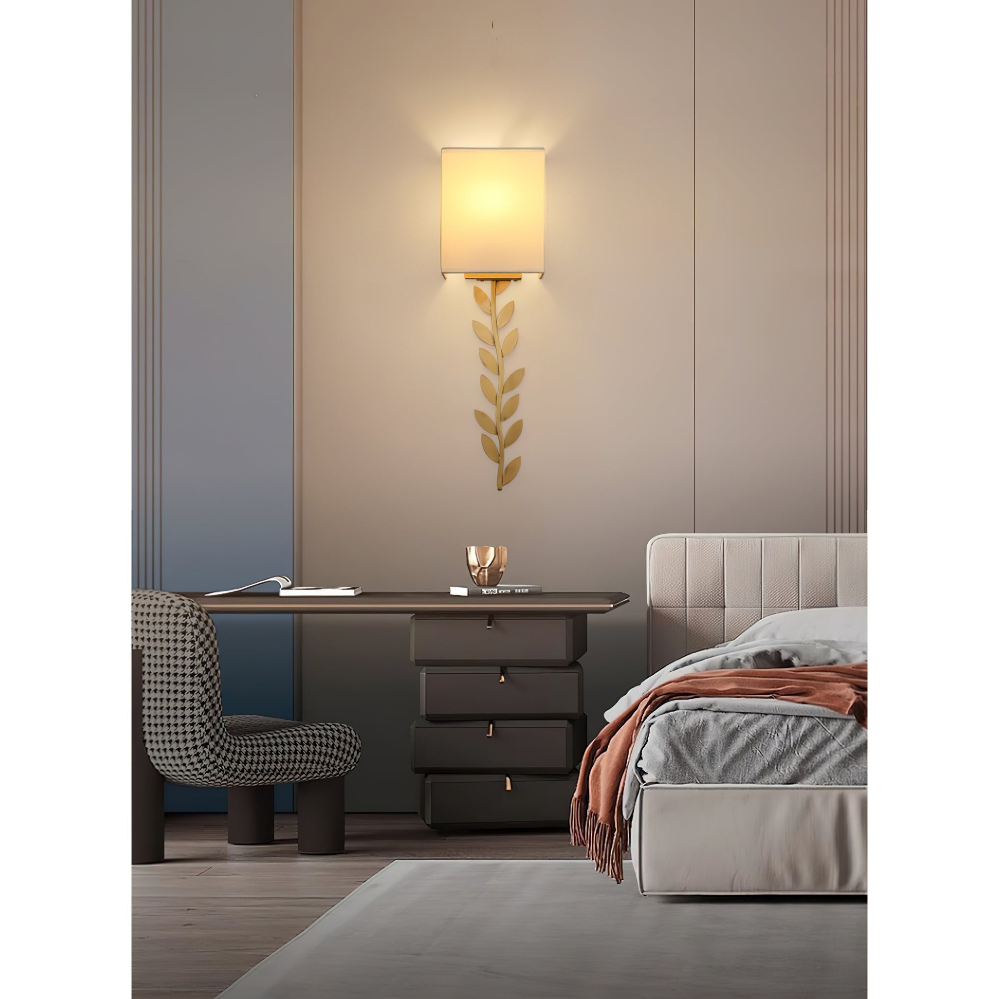 Plotuvyo Modern Minimalist Grove Brass Fabric Metal Wall Lamp - Neutralighting