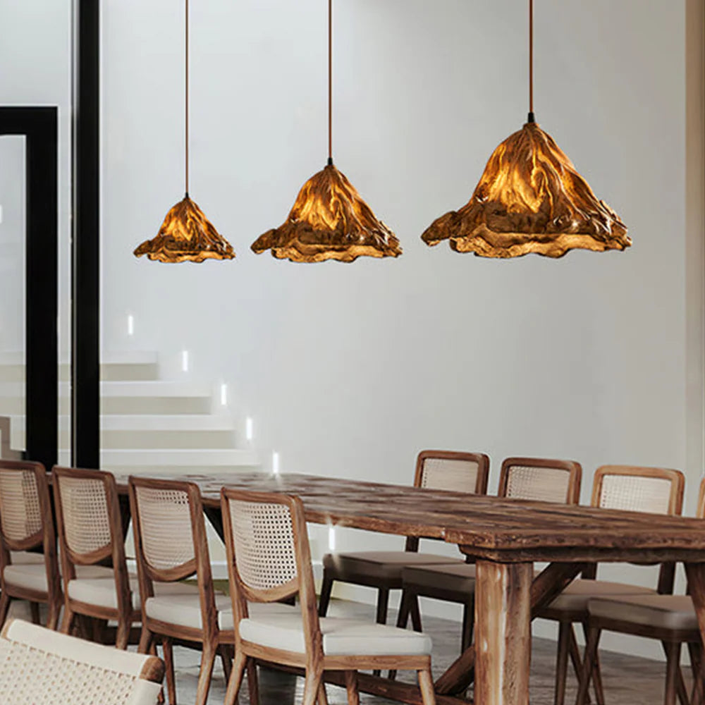 Ritta Art Lotus Leaf LED Pendant Light Resin Dining Room - Neutralighting