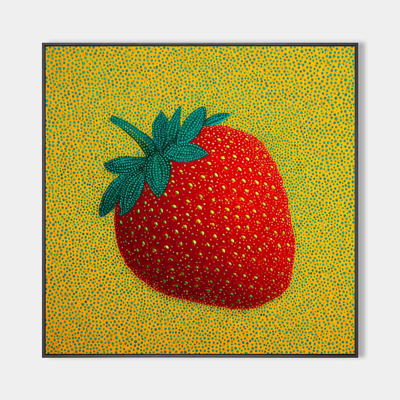 Dot Art Strawberry Painting Vibrant Red