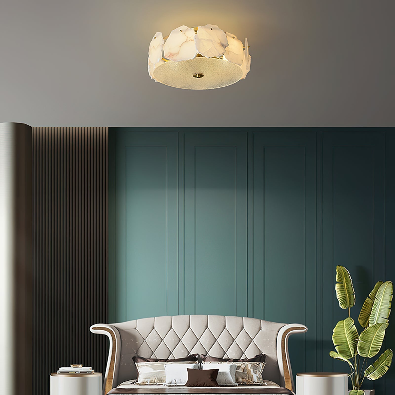 Zoruvys Sophisticated Disc Flat Alabaster Glass Ceiling Light - Neutralighting