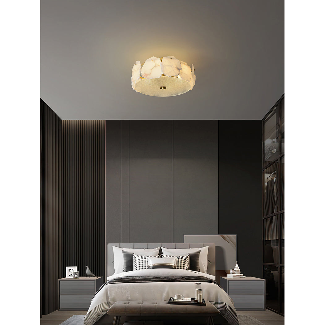 Zoruvys Sophisticated Disc Flat Alabaster Glass Ceiling Light - Neutralighting