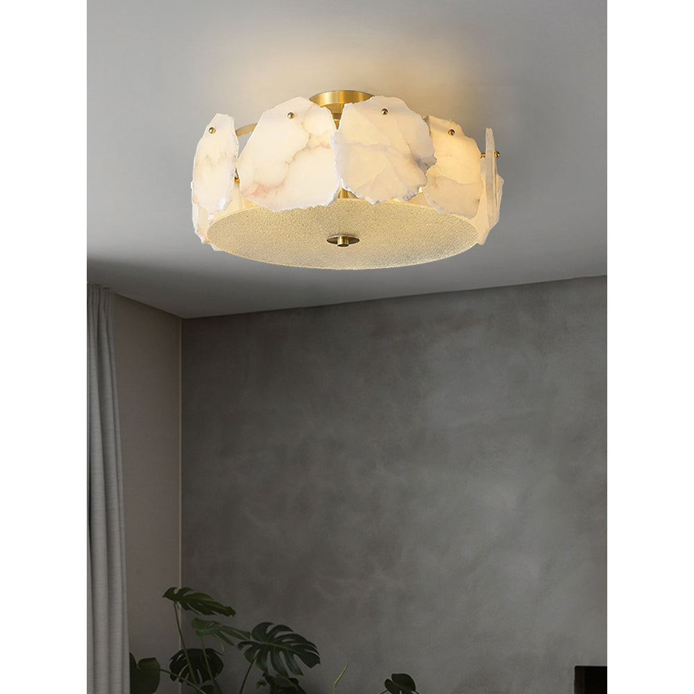 Zoruvys Sophisticated Disc Flat Alabaster Glass Ceiling Light - Neutralighting