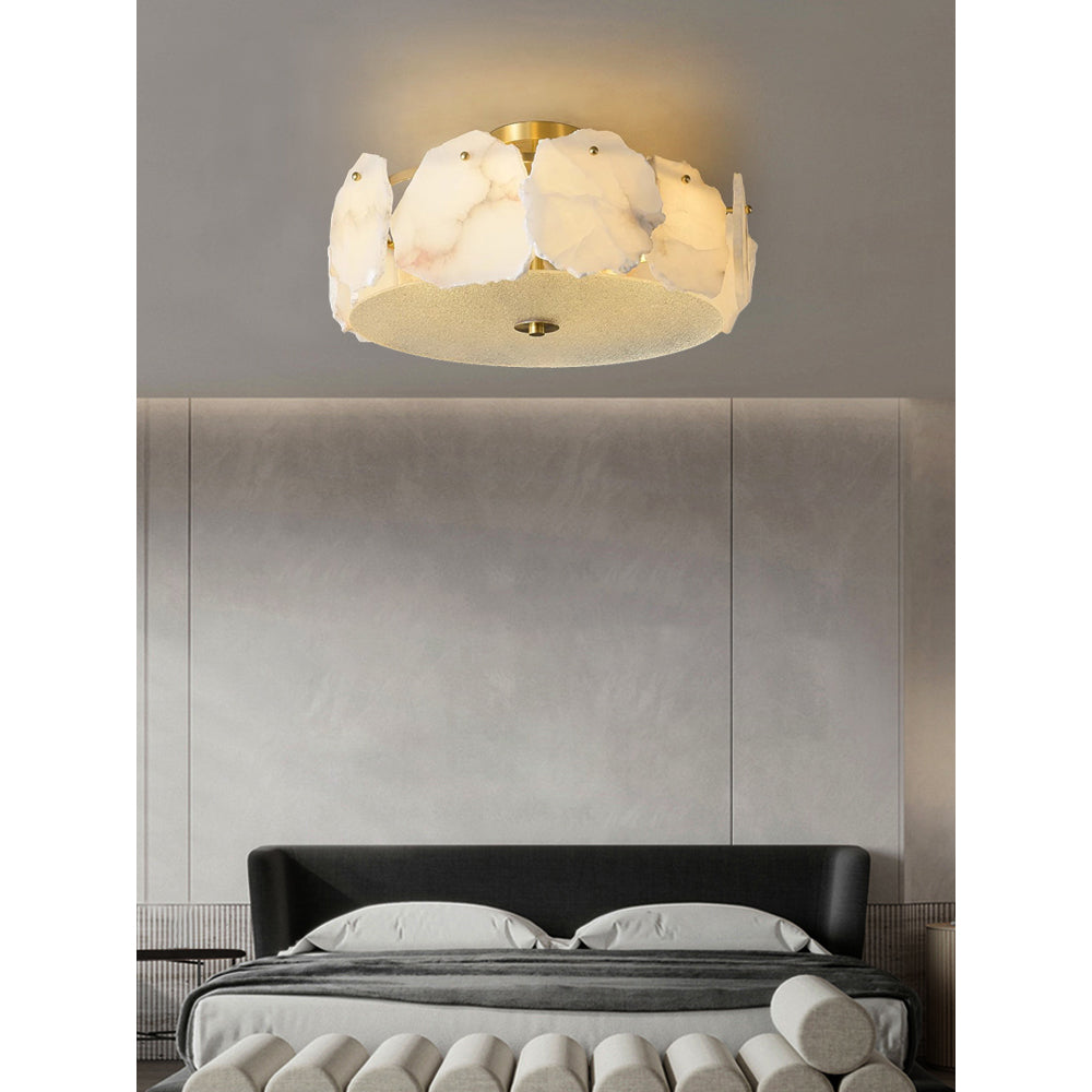Zoruvys Sophisticated Disc Flat Alabaster Glass Ceiling Light - Neutralighting