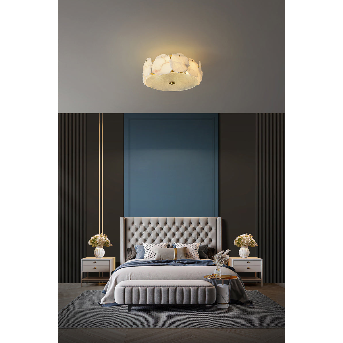 Zoruvys Sophisticated Disc Flat Alabaster Glass Ceiling Light - Neutralighting