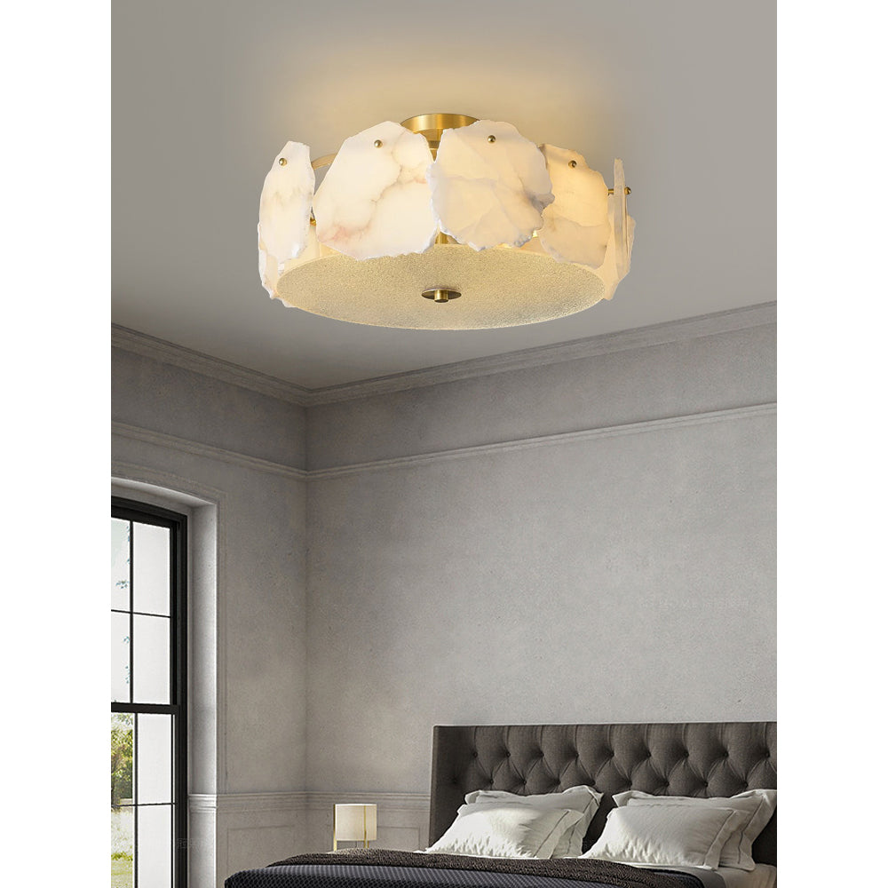 Zoruvys Sophisticated Disc Flat Alabaster Glass Ceiling Light - Neutralighting