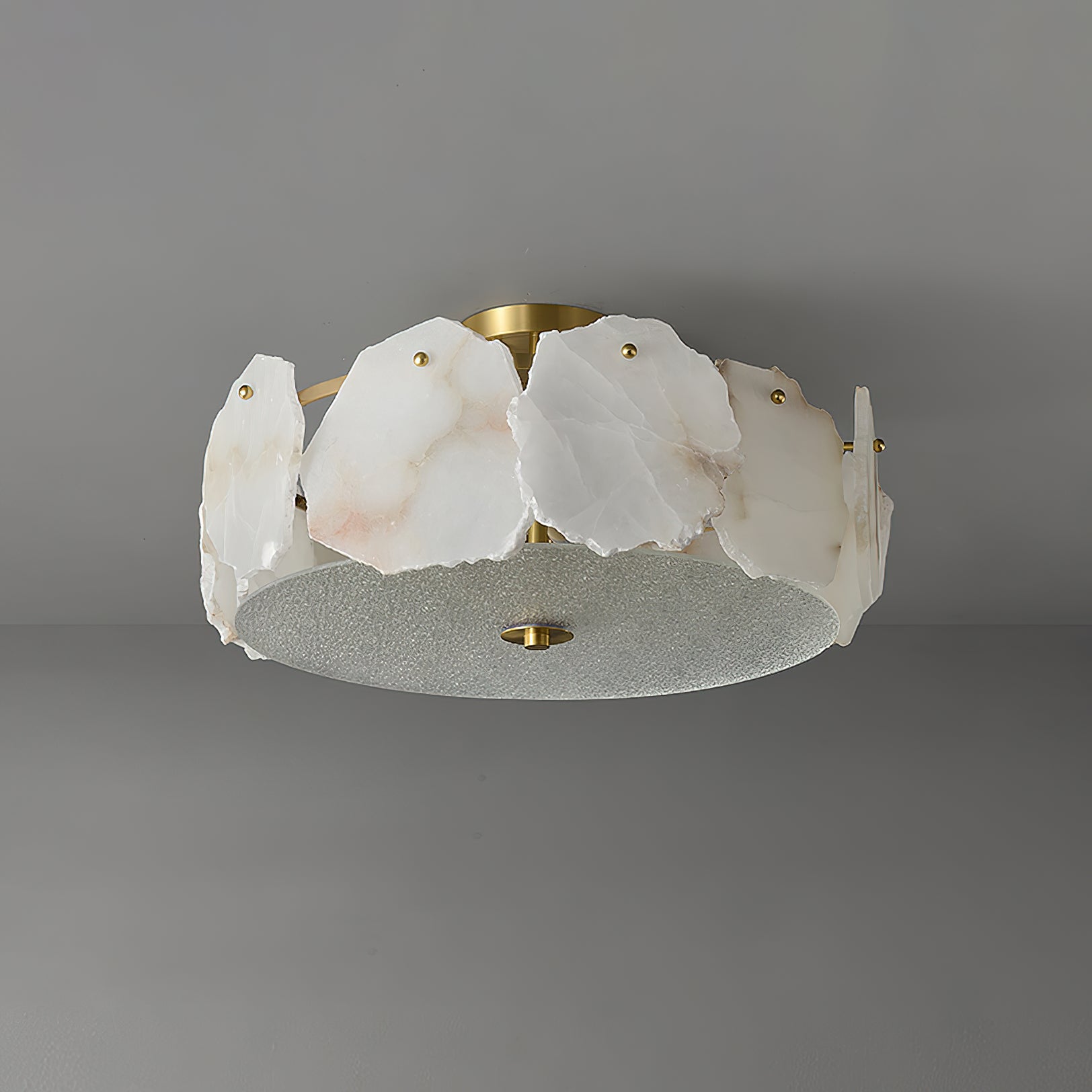 Zoruvys Sophisticated Disc Flat Alabaster Glass Ceiling Light - Neutralighting